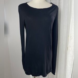 Nili Lotan Long Sleeve Black Cotton Tee Size Small
